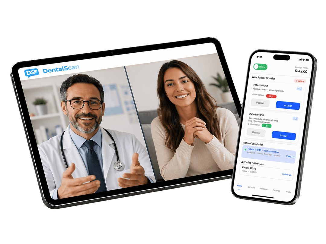 DentalScan provider dashboard on tablet and phone